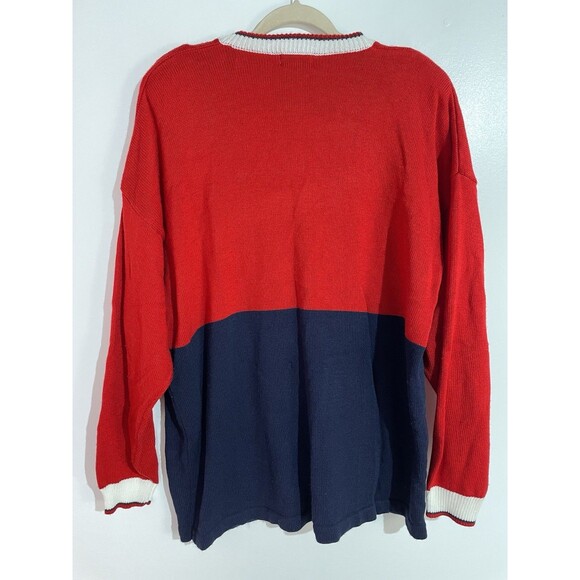 Vtg Academia Cardigan 3X Red Blue Old Money Office Quite Luxury - Picture 2 of 10